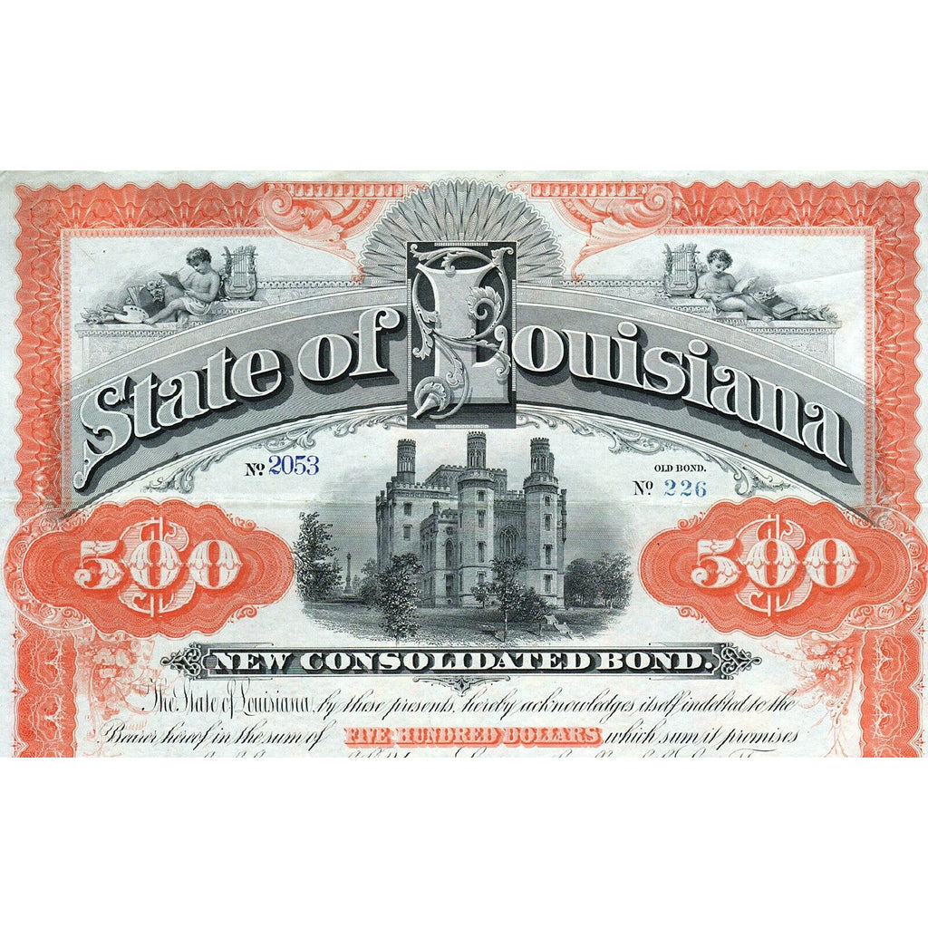 State of Louisiana 1892 Stock Bond Certificate