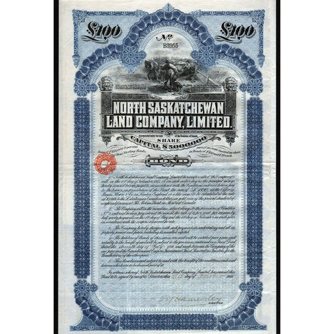 North Saskatchewan Land Company, Limited 1911 Canada Bond Certificate