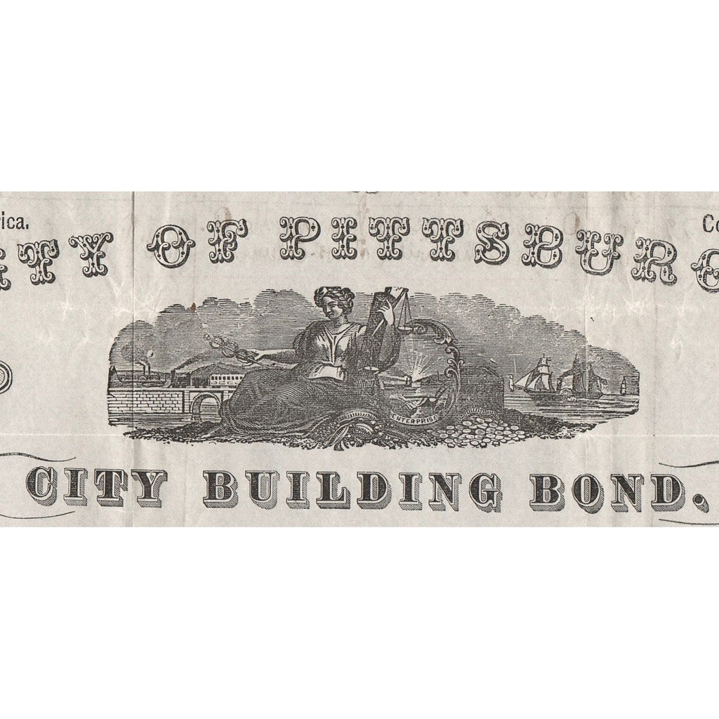 City of Pittsburgh, City Building Bond 1870 Pennsylvania Bond Certificate