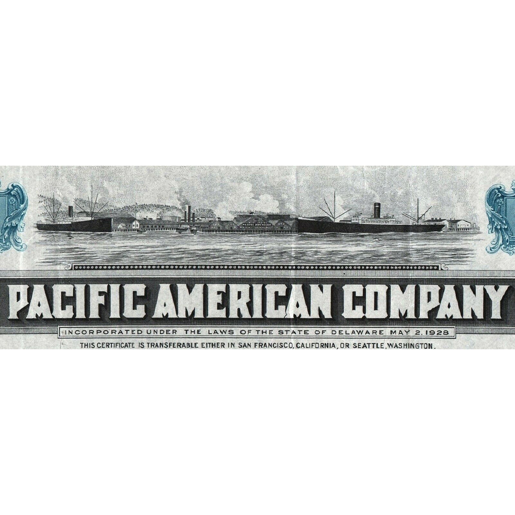 Pacific American Company 1929 Salman Fishing Stock Certificate