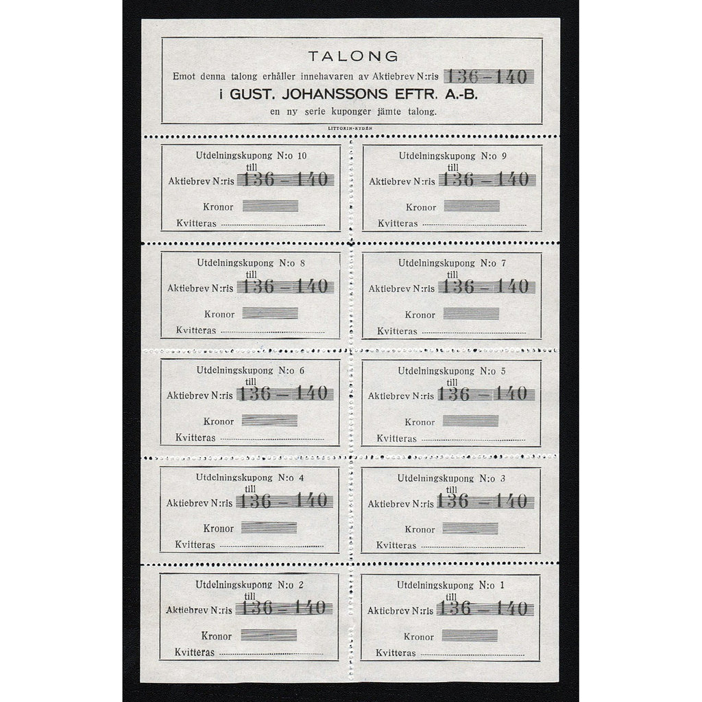 Gust. Johanssons Eftr. A.-B.