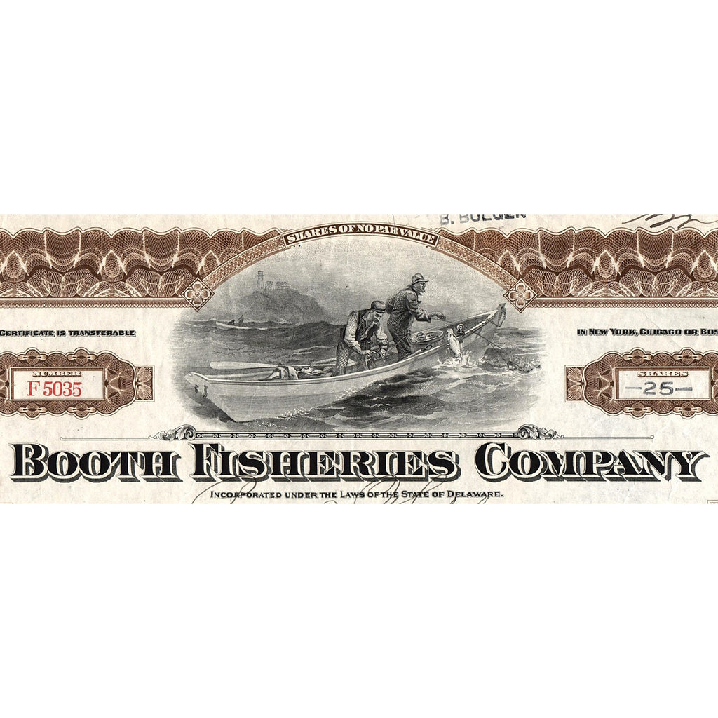 Booth Fisheries Company 1919 Fishing Stock Certificate
