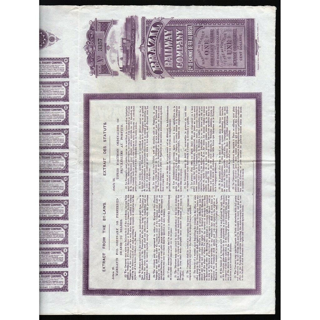 Brazil Railway Company / Compagnie de Chemins de Fer au Bresil