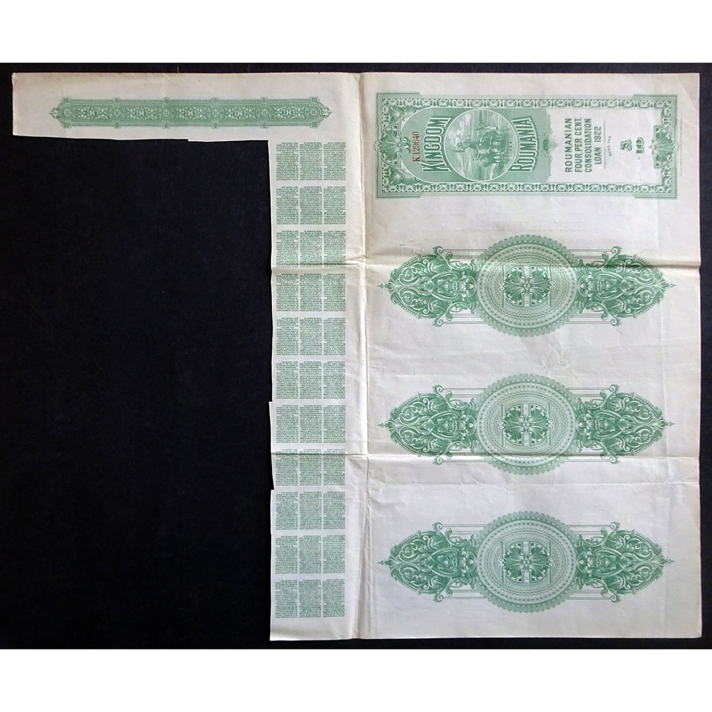 Kingdom of Roumania, Roumanian four per cent Consolidation Loan 1922 - £10