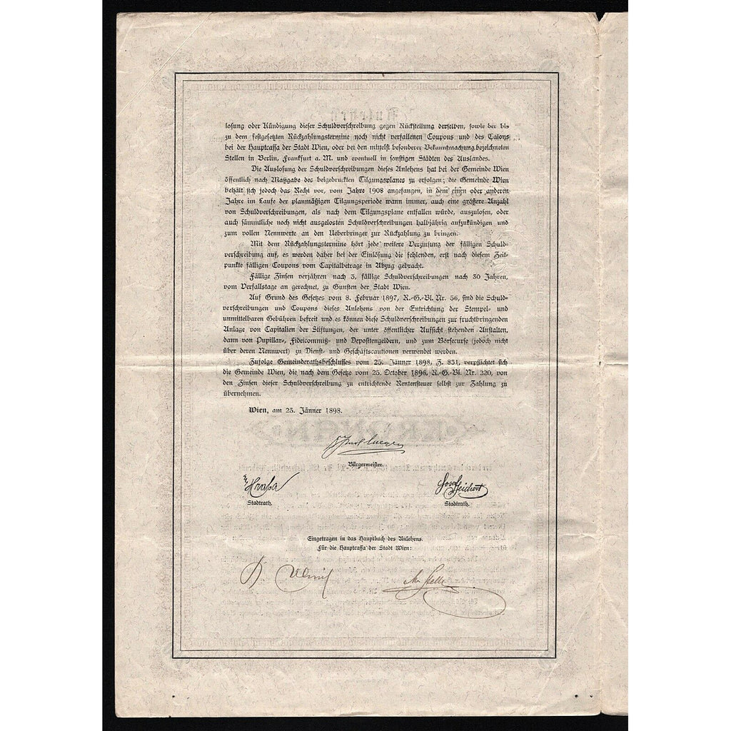 Anlehen der k.k. Reichshaupt- und Residenzstadt Wien