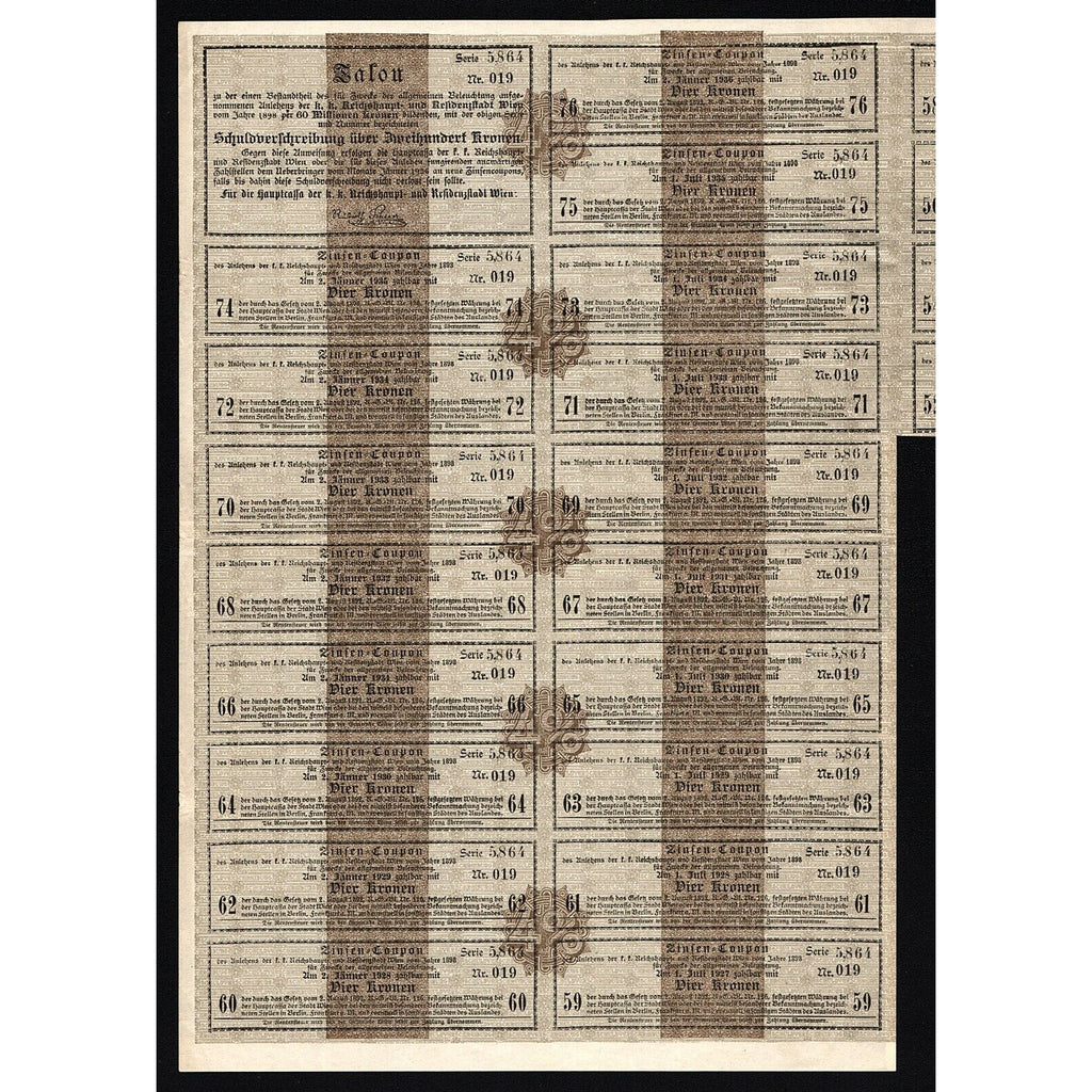 Anlehen der k.k. Reichshaupt- und Residenzstadt Wien