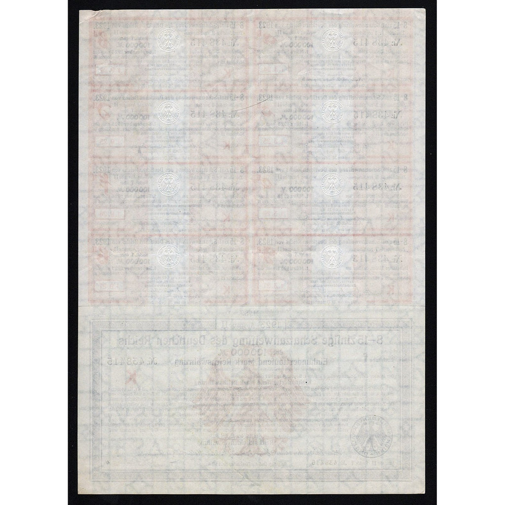 Schatzanweisung des Deutschen Reichs - 100,000 Mark Treasury Bond