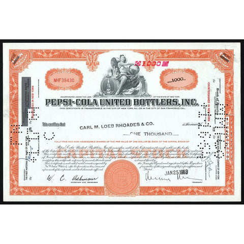 Pepsi-Cola Pepsi Stock Certificate