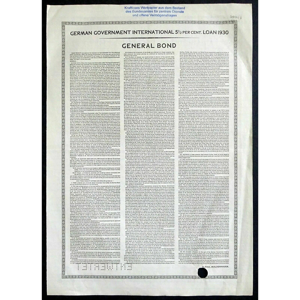 Internationale 5½%ige Anleihe des Deutschen Reichs 1930 - 1000 Reichsmark