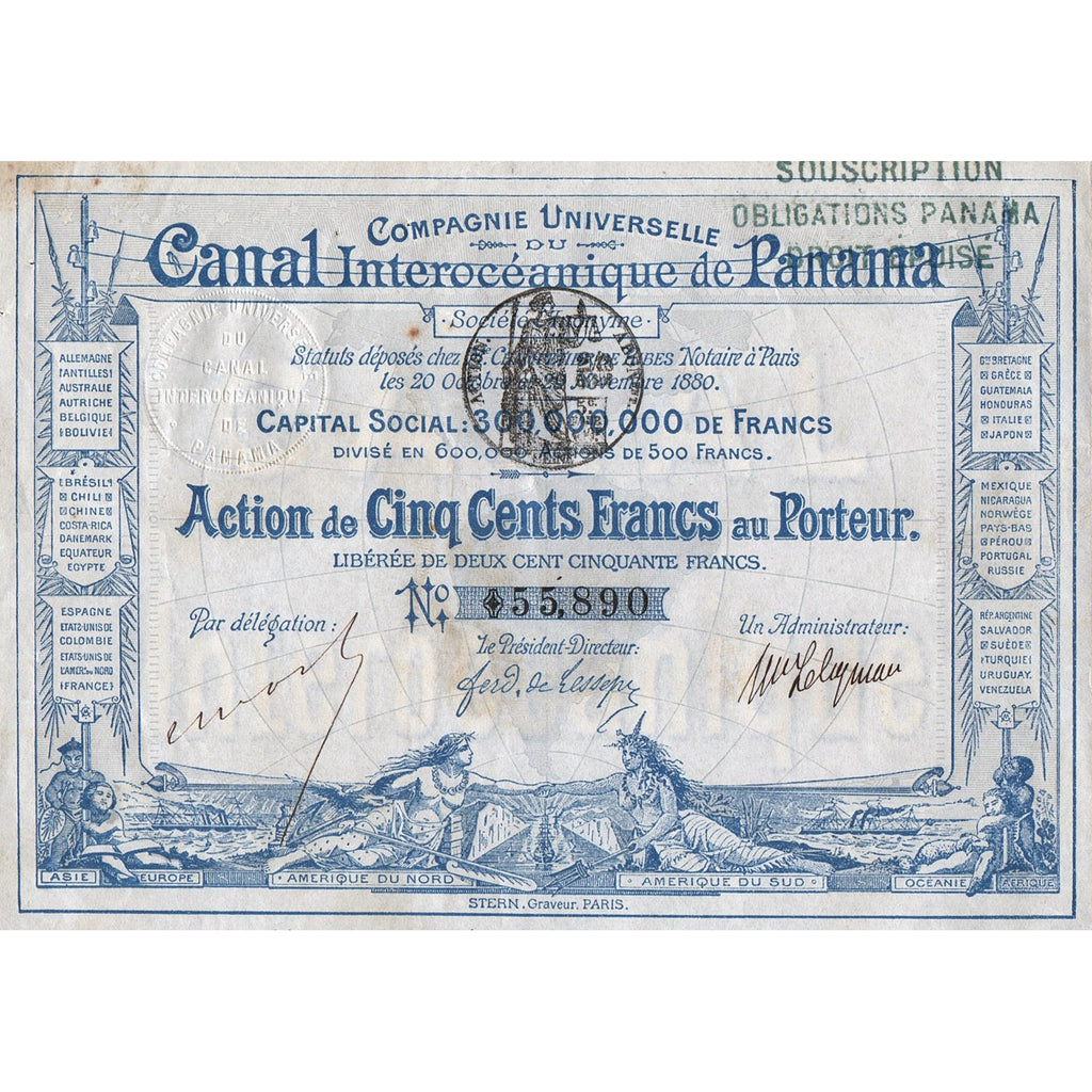Compagnie Universelle du Canal Interoceanique de Panama 1880 Bond Certificate