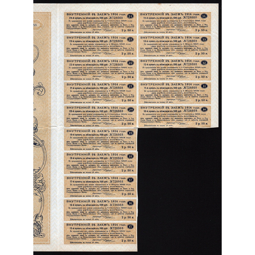 Imperial Russian Bond for 100 Roubles