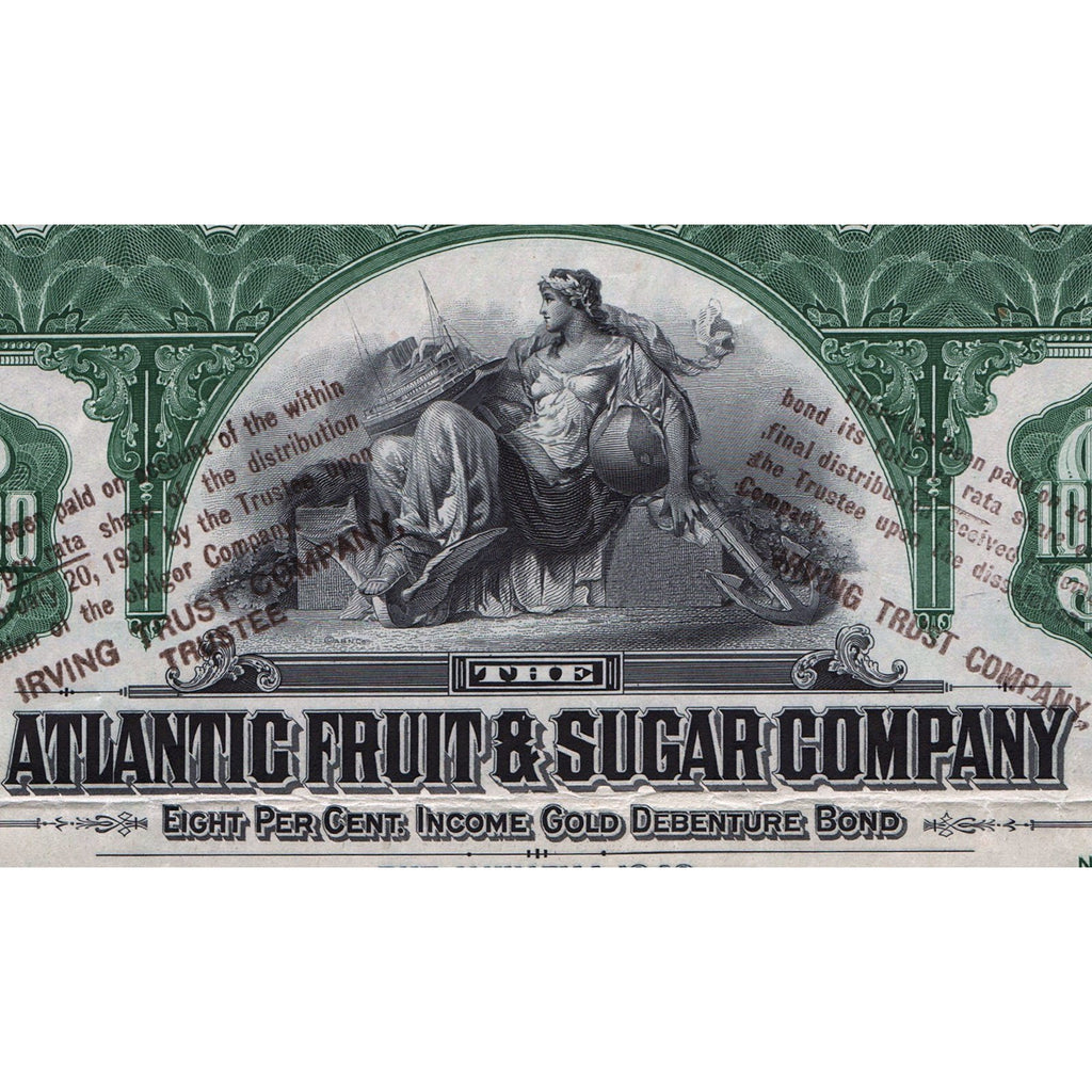 The Atlantic Fruit & Sugar Company 1924 Maryland Gold Bond Certificate