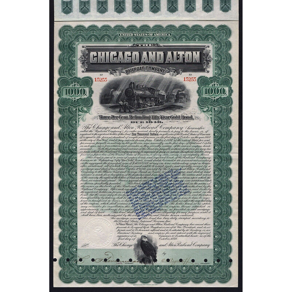 The Chicago and Alton Railroad Company 1899 Gold Bond Certificate