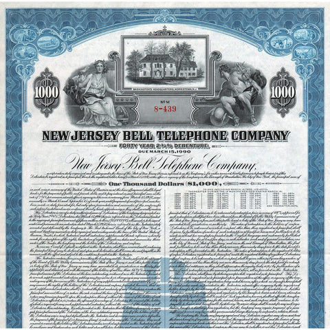 New Jersey Bell Telephone Company 1950 Bond Certificate