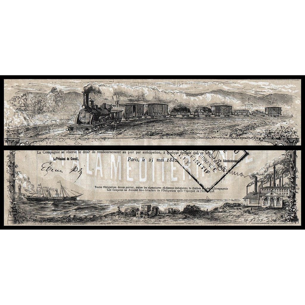 Chemin de Fer et de Navigation d’Alais au Rhone et a la Mediterranee 1882 France Stock Certificate