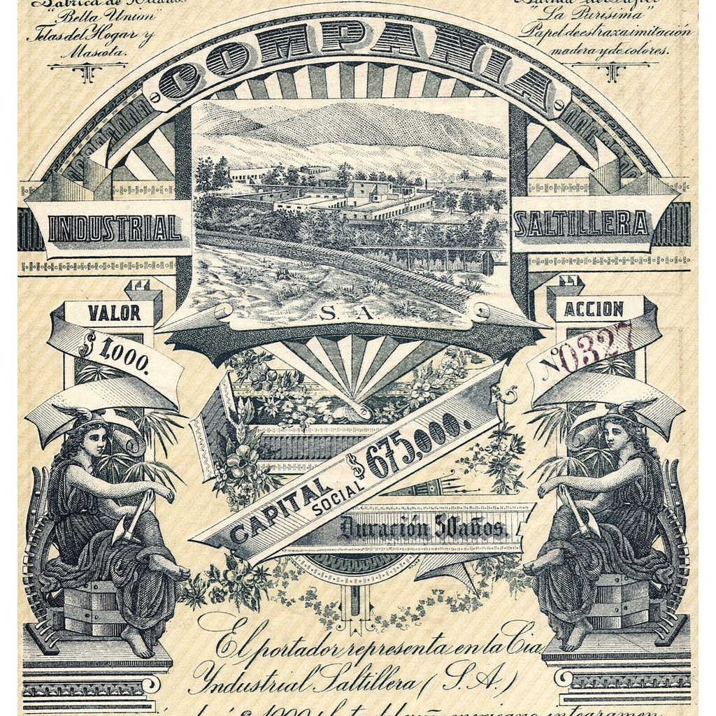 Compania Industrial Saltillera Mexico Stock Certificate