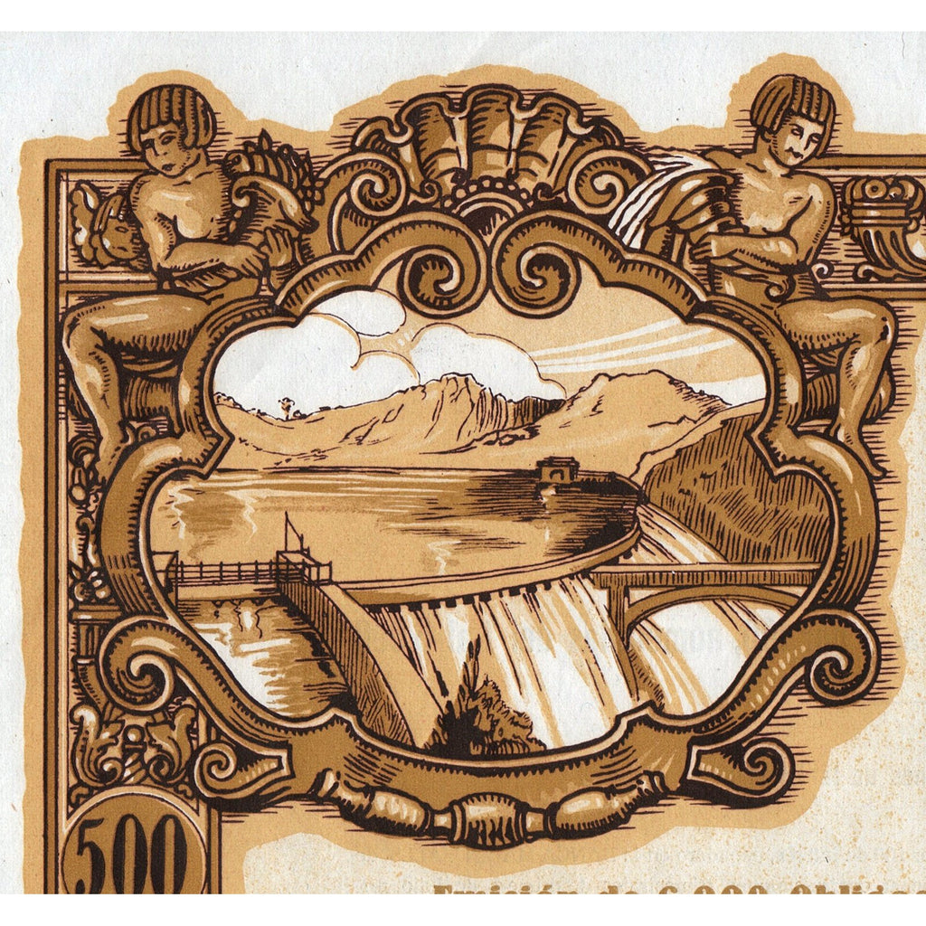 Pantano La Berne, Egea de los Caballeros Pamplona 1929 Stock Certificate