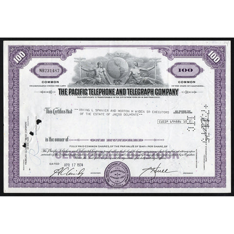 The Pacific Telephone and Telegraph Company California Stock Certificate