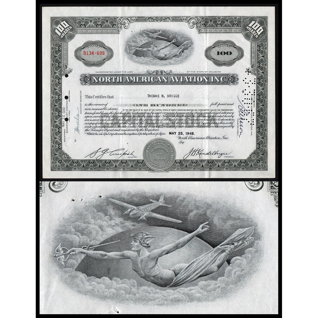 North American Aviation Inc. 1948 Stock Certificate