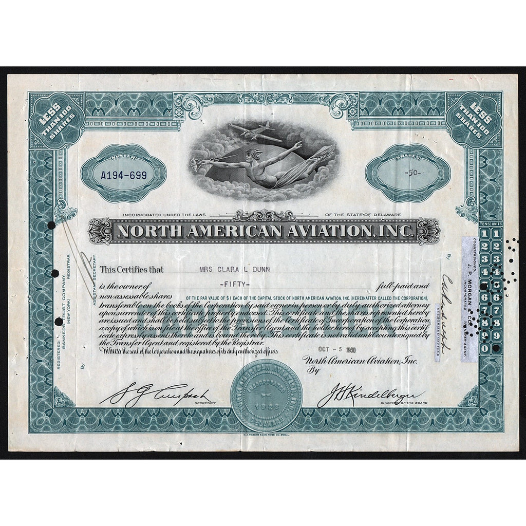 North American Aviation Inc. Stock Certificate