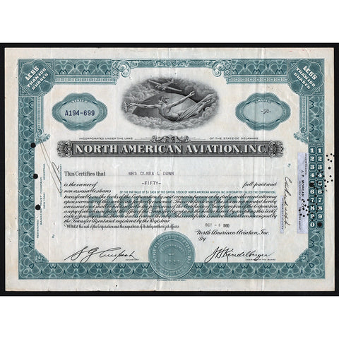 North American Aviation Inc. Stock Certificate
