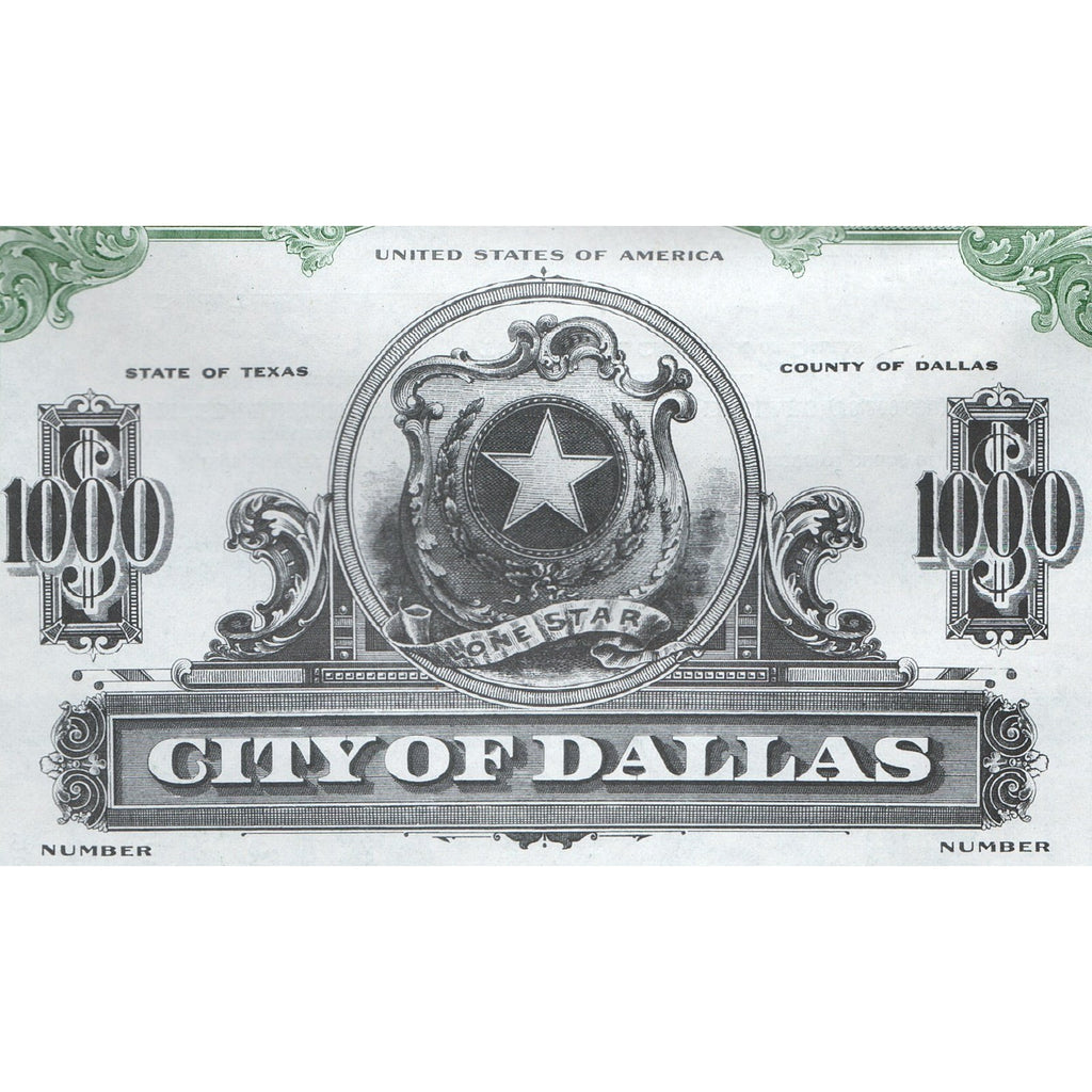 City of Dallas (Specimen) Texas 1950 Bond Certificate