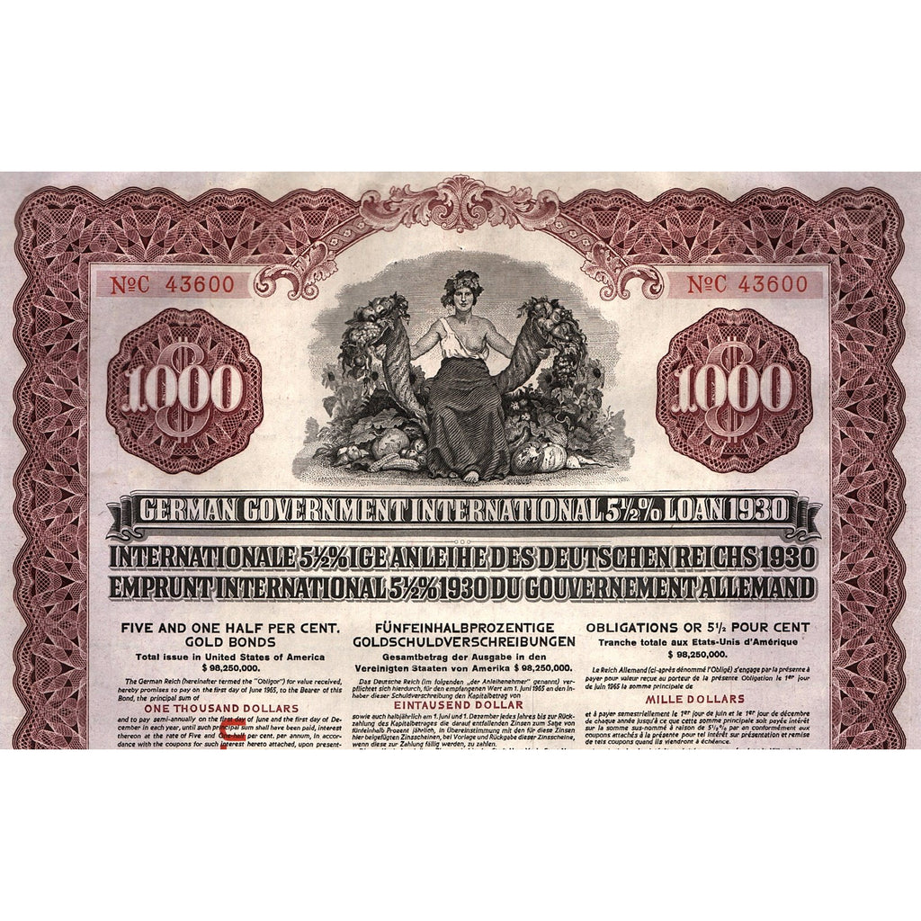 German Government International Loan 1930