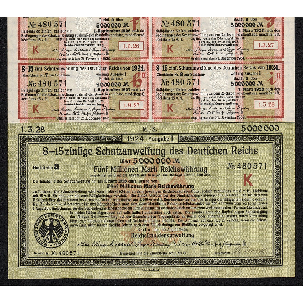 Schatzanweisung des Deutschen Reichs - 5,000,000 Mark Treasury Bond
