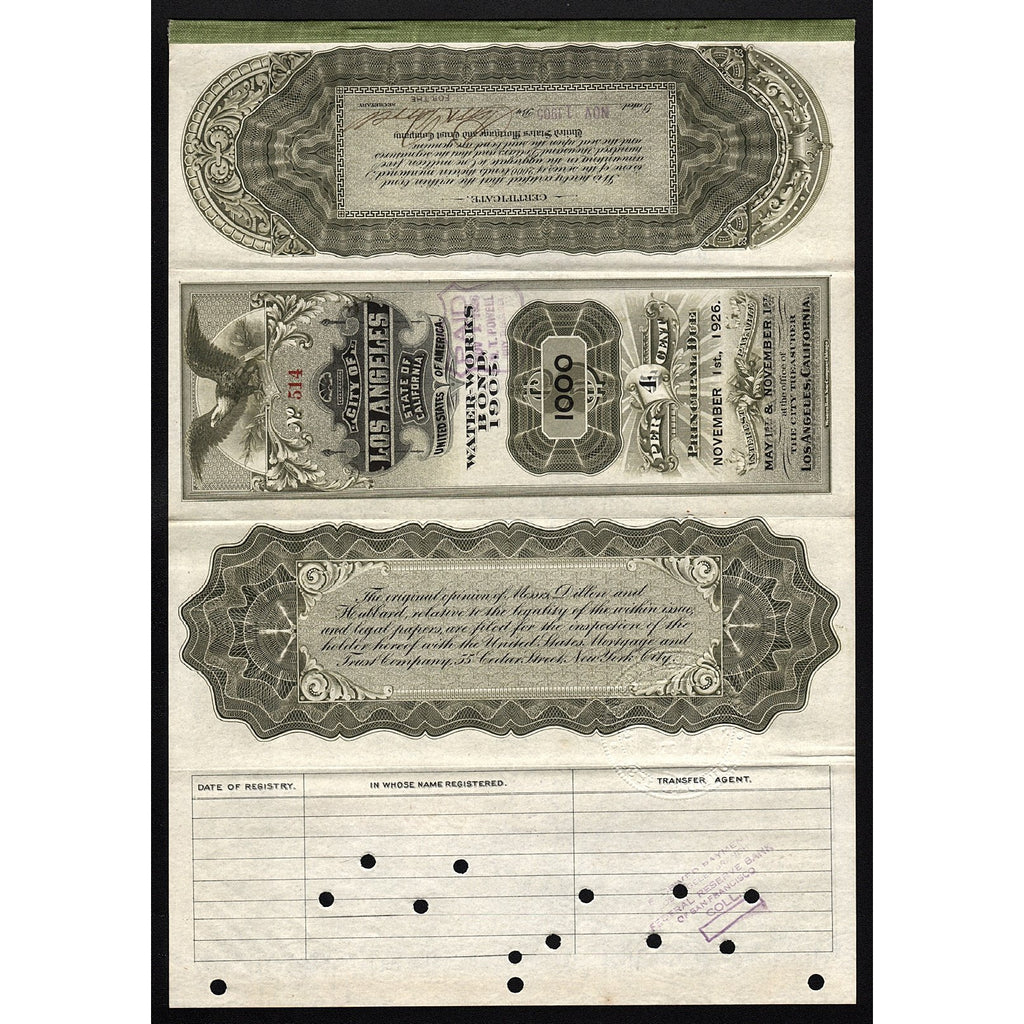 City of Los Angeles, Water Works Bond (Mayor Owen McAleer)