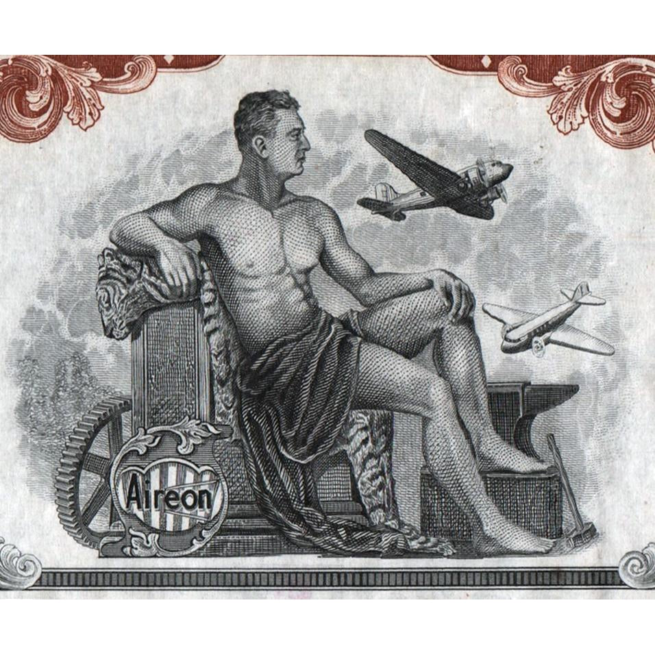 Aireon Manufacturing Corporation 1947 California Aviation Stock Certificate