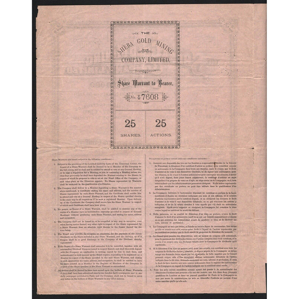 The Sheba Gold Mining Company, Limited