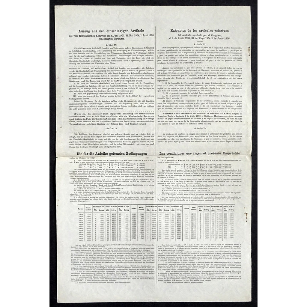 Compania del Ferrocarril Nacional de Tehuantepec, Republica Mexicana (Gold Bond)