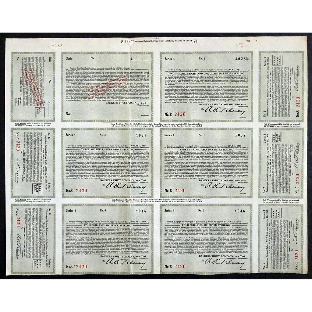 Compania del Ferrocarril Nacional de Tehuantepec, Republica Mexicana (Gold Bond)