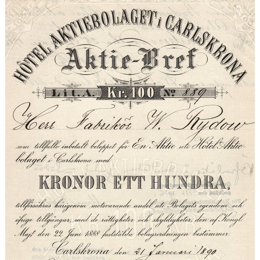 Hotel Aktiebolaget i Carlskrona 1890