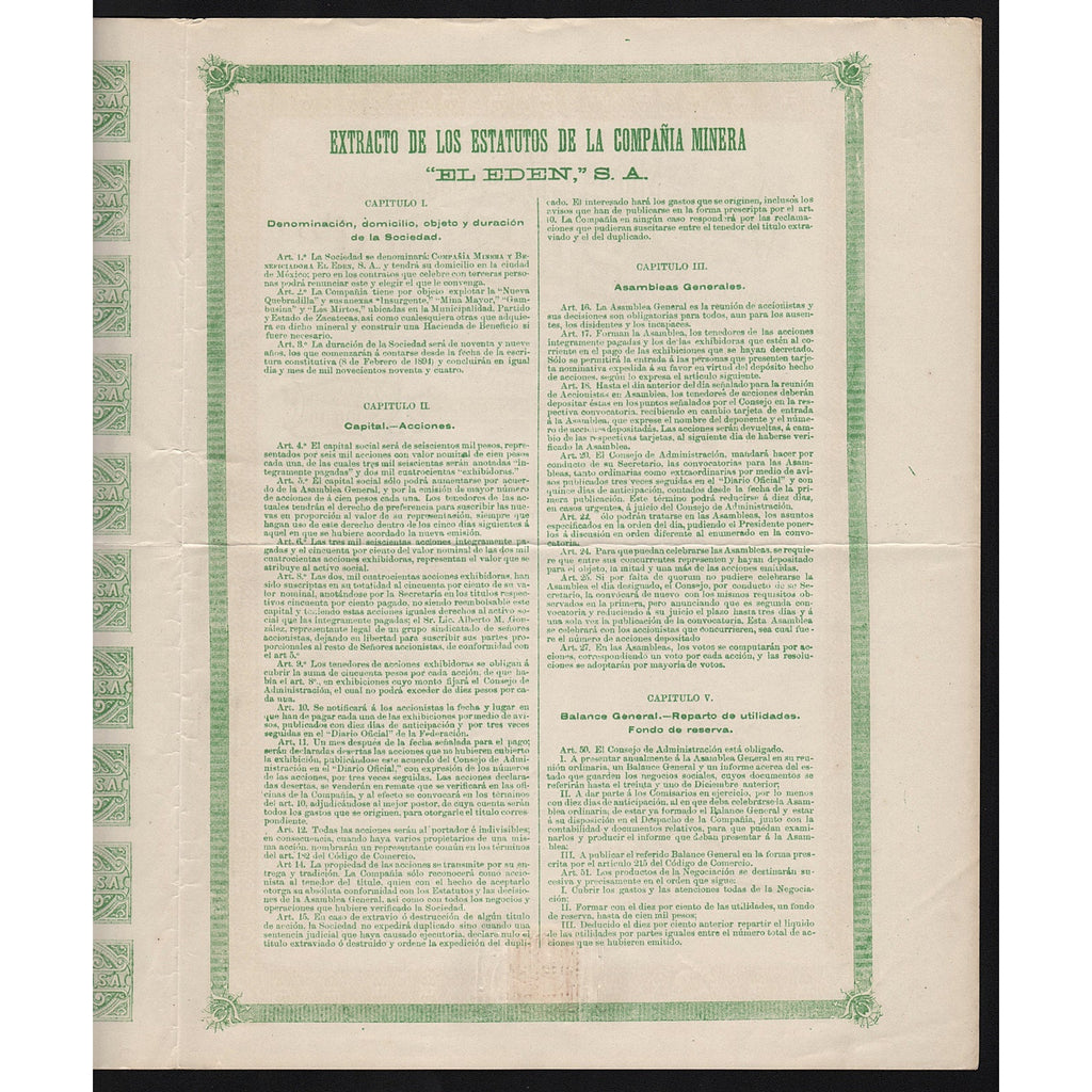 Compania Minera y Beneficadora "El Eden" Sociedad Anonima