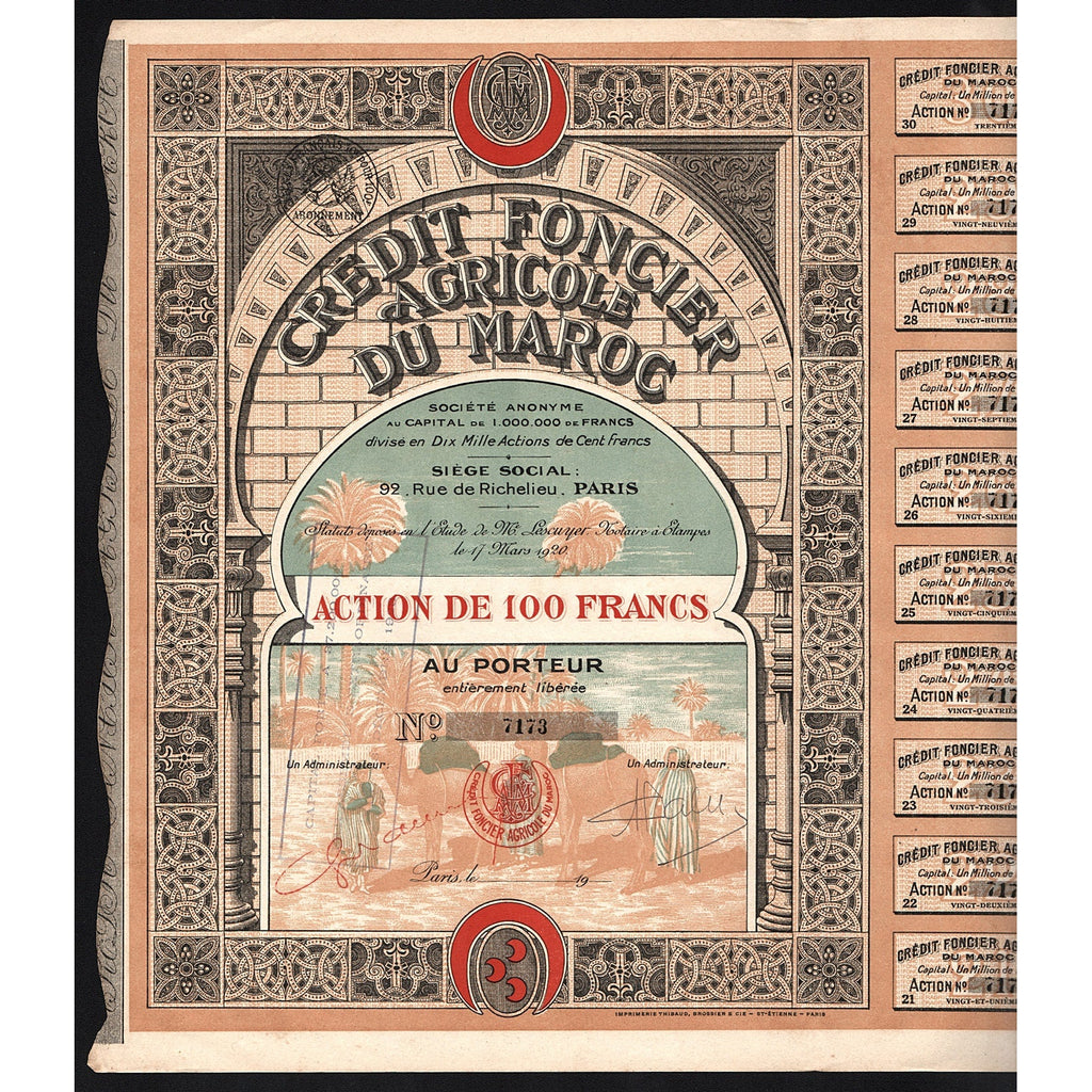 Morocco Stock Certificate