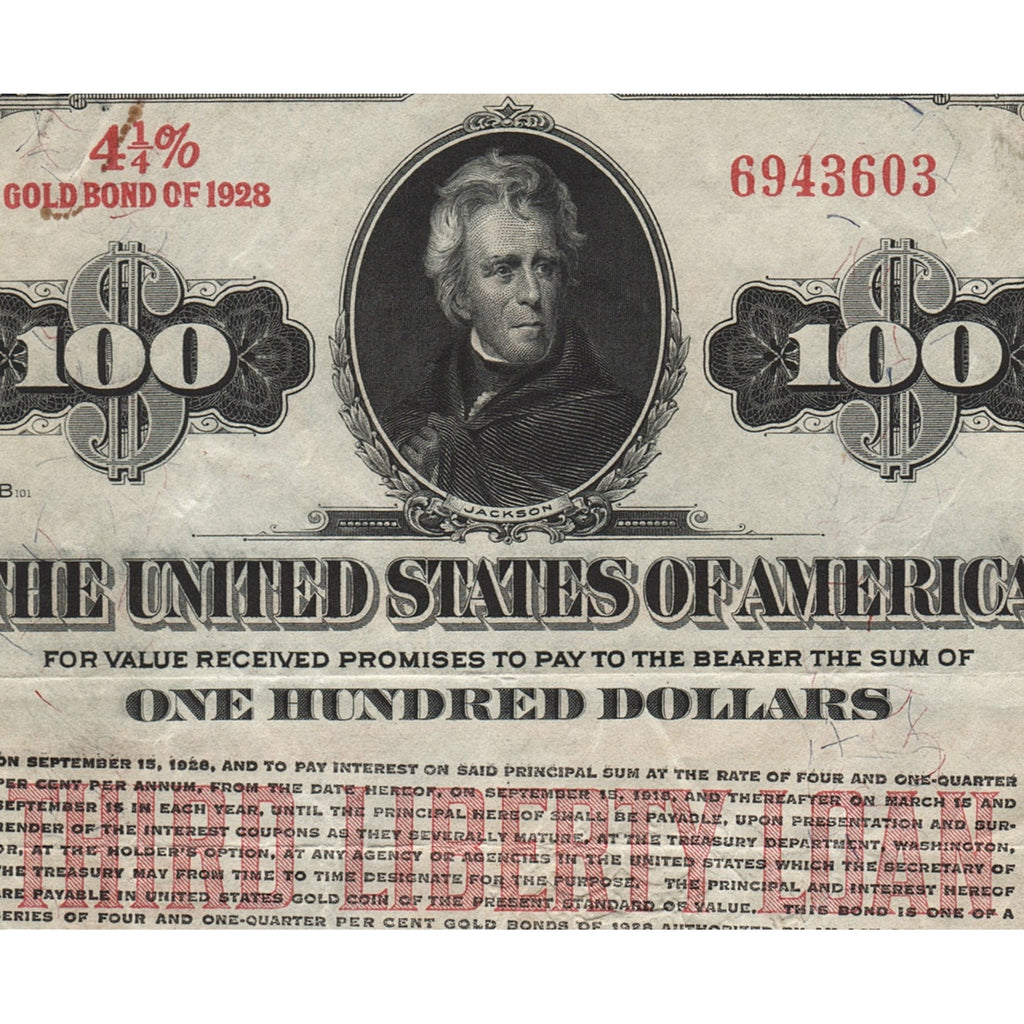 1918 The United States of America $100 Third Liberty Loan Gold Bond