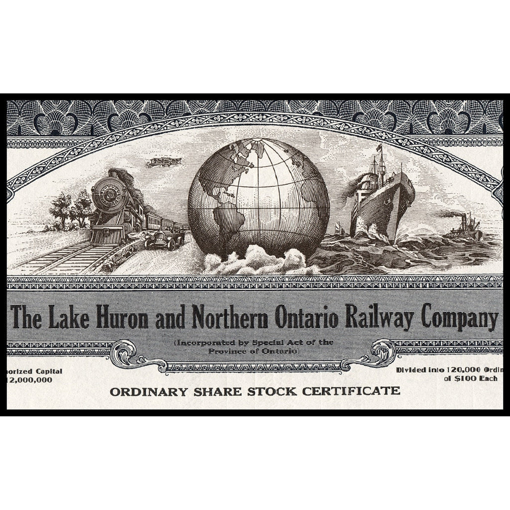 The Lake Huron and Northern Ontario Railway Company Stock Certificate