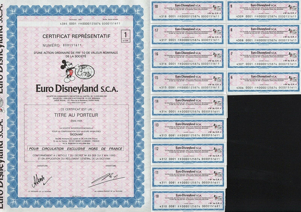 Euro Disneyland S.C.A. Mickey Mouse Disney Titre