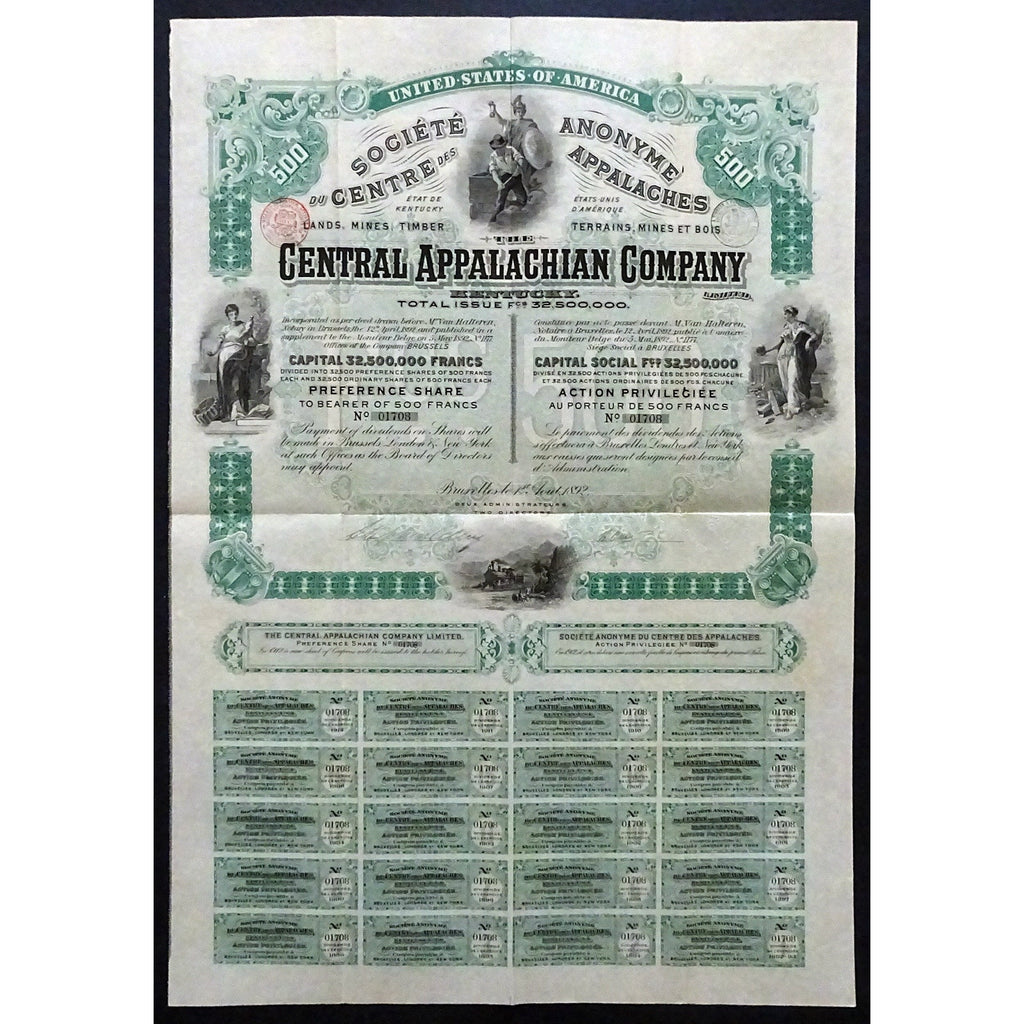 The Central Appalachian Company Limited, Lands - Mines - Timber Stock Certificate
