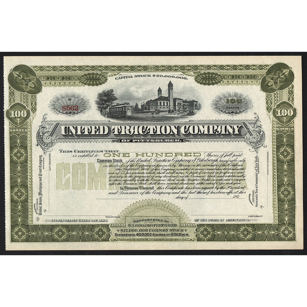 United Traction Company of Pittsburgh Stock Certificate
