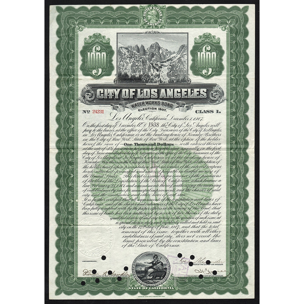 City of Los Angeles, Water Works Bond, Election 1907
