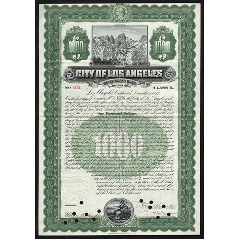 City of Los Angeles, Water Works Bond, Election 1907