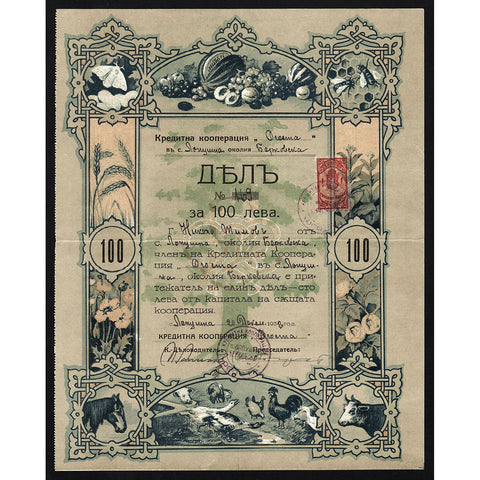 Decorative Bulgarian Agriculture Company Bulgaria Stock Certificate