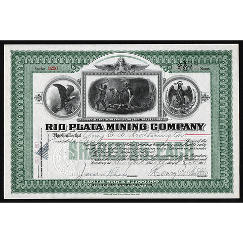 Rio Plata Mining Company 1911 Arizona Stock Bond Certificate