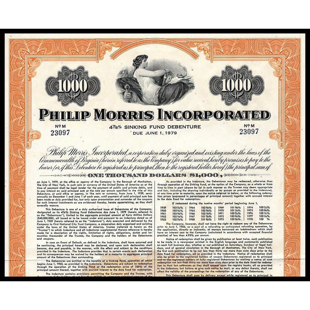 Philip Morris Incorporated Virginia Bond Certificate