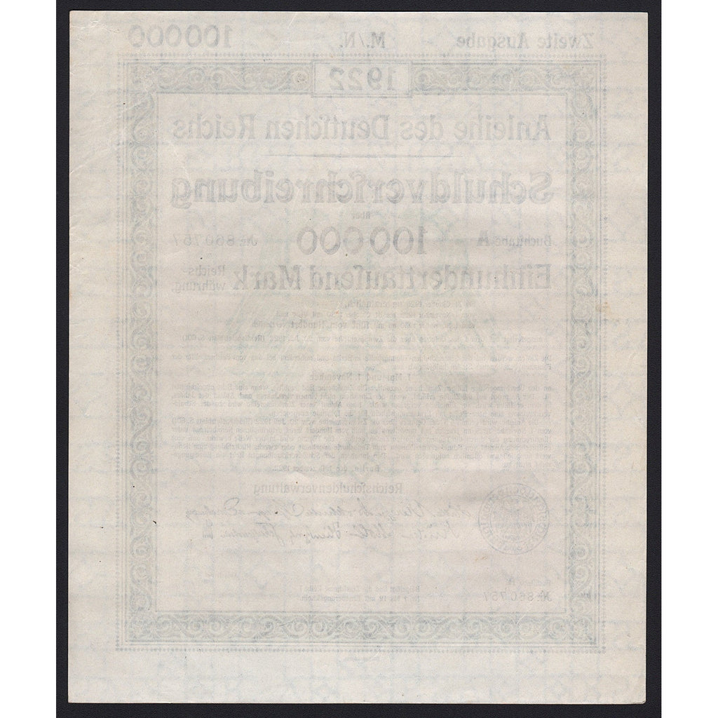 Anleihe des Deutschen Reichs - 100,000 Mark Treasury Bond