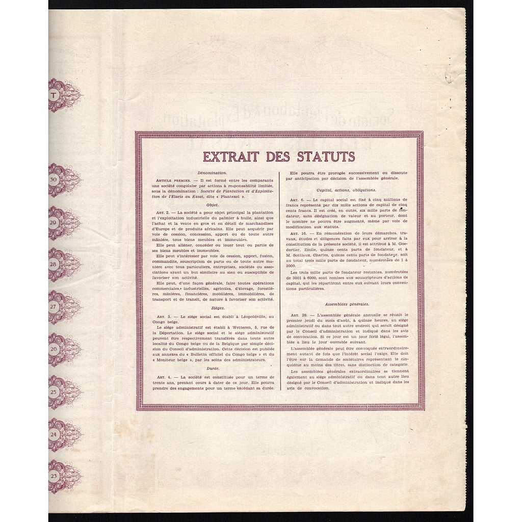 Societe de Plantation & d'Exploitation de l'Elaeis au Kasai dite "PLANTEXEL"