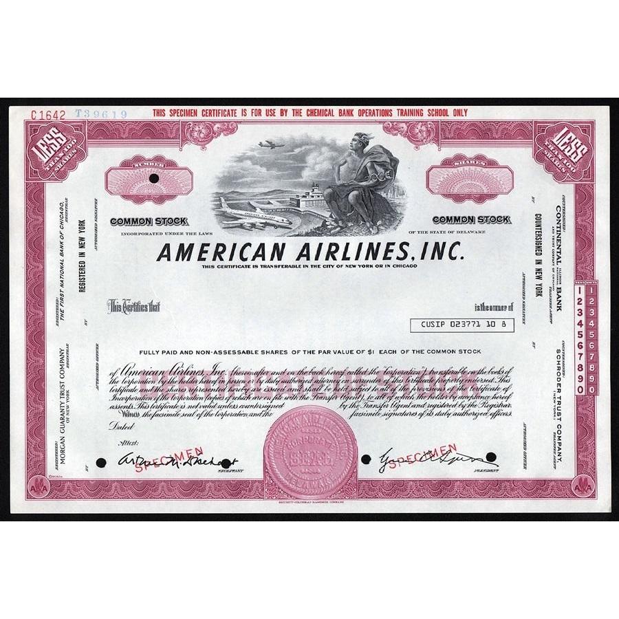 American Airlines, Inc. (Specimen) Stock Certificate