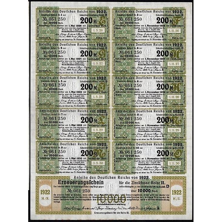 Anleihe des Deutschen Reichs - 10000 Mark Germnany Bond Certificate